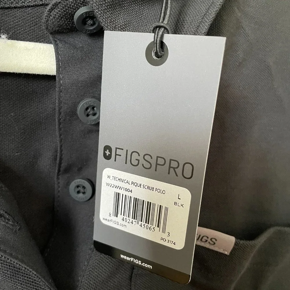 FigsPro Black Polo Shirt, size Large - Picture 4 of 4